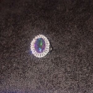 Mystic Multicolor Oval Halo Ring - Women's Fashion Jewelry